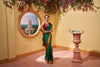 Yaalika - Bottle Green With Maroon Border Silk Saree : YBN012307