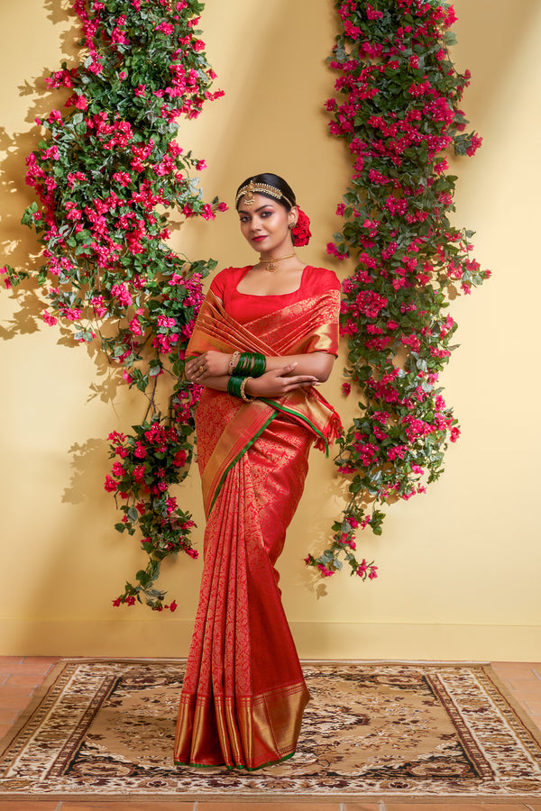 Yaalika - Red Silk Saree : YBP011697