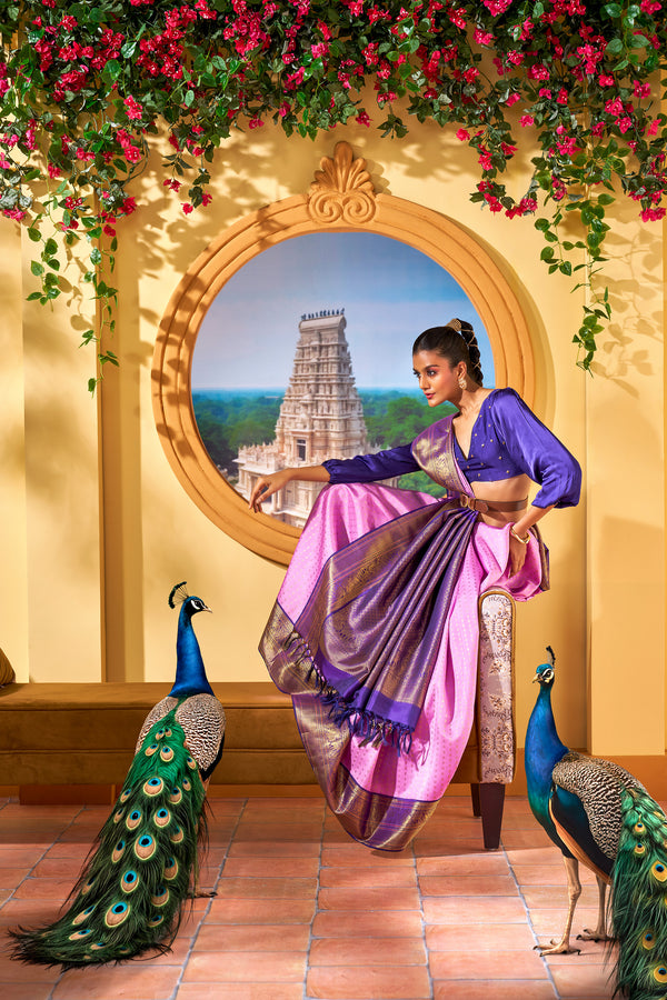 Yaalika - Lilac Silk Saree : YBP011809