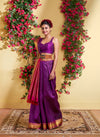 Yaalika - Deep Purple Muthu Kattam Silk Saree : YBP013764
