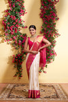 Yaalika - Off-White Silk Saree : YBP013955