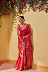 Yaalika - Pinkish Red Silk Saree : YBP014709