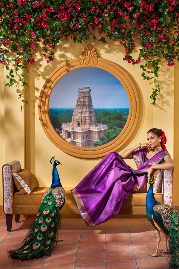 Yaalika - Violet Silk Saree : YBP014723