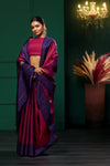 Yaalika - Reddish Purple Silk Saree : YBP015400