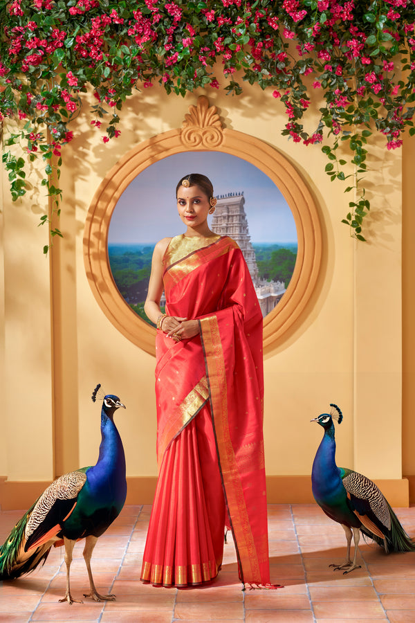 Yaalika - Berry Red Silk Saree : YBP016497