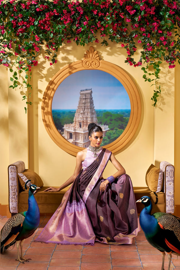 Yaalika - Deep Purple Vaira Oosi Silk Saree : YBP017186