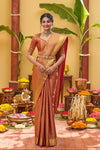 Yaalika - Salmon Pink Silk Saree : YBP018402
