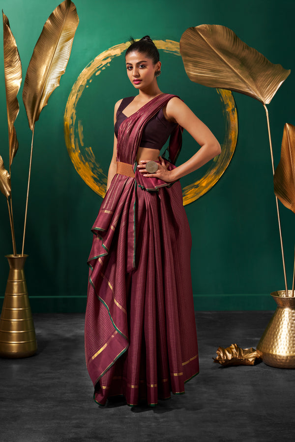 Yaalika - Coffee Brown Silk Saree : YPP018940