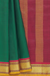 Yaalika - Bottle Green With Maroon Border Silk Saree : YBN012307