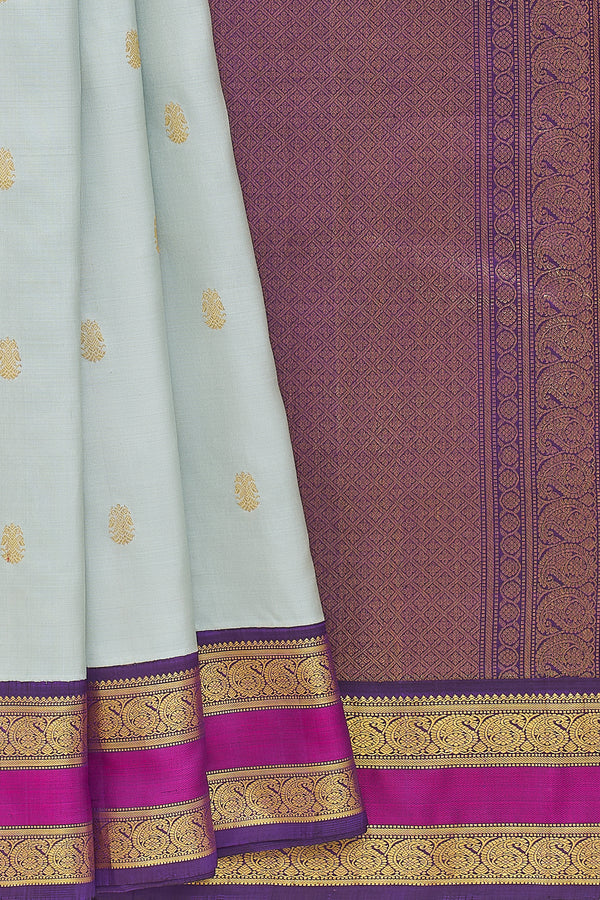Yaalika - Pale Sage Green Silk Saree : YBN013557