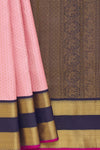 Yaalika - Pastel Pink With Navy Blue Border Silk Saree : YBP011526
