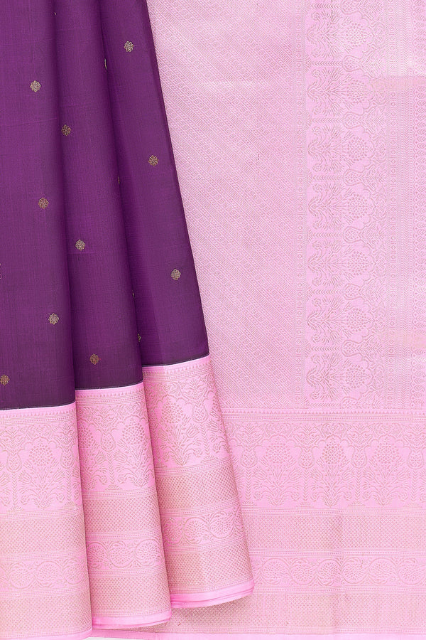 Yaalika - Dark Purple Silk Saree : YBP012534