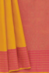 Yaalika - Mustard Yellow And China Rose Border Silk Saree : YBP013947