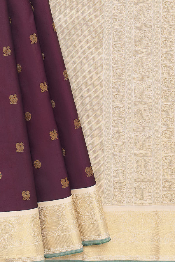 Yaalika - Deep Purple With Cream Pallu Silk Saree : YBP014592