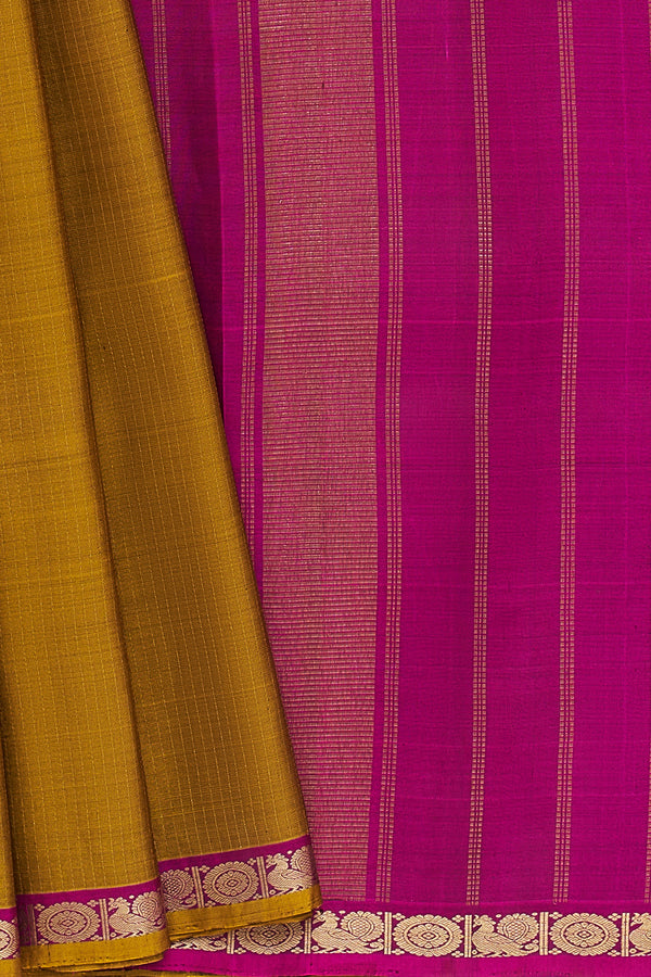 Yaalika - Golden Olive Green Silk Saree : YBP015189