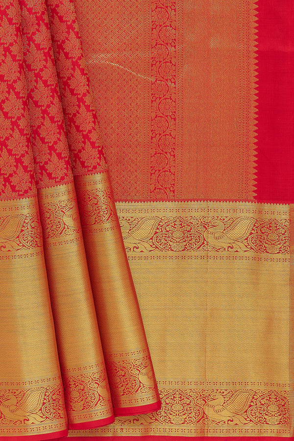 Yaalika - Deep Red Silk Saree : YBP019265