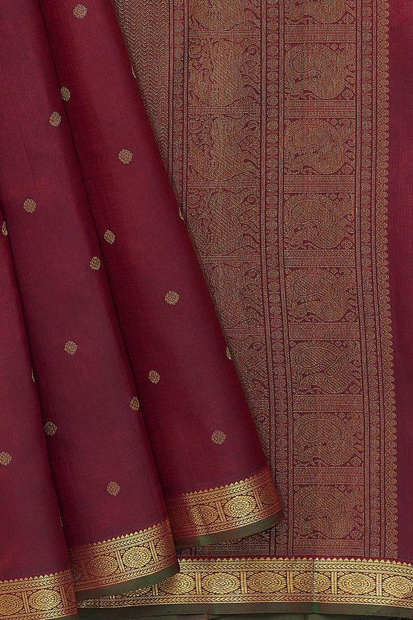 Yaalika - Burnt Maroon Silk Saree : YPP013887