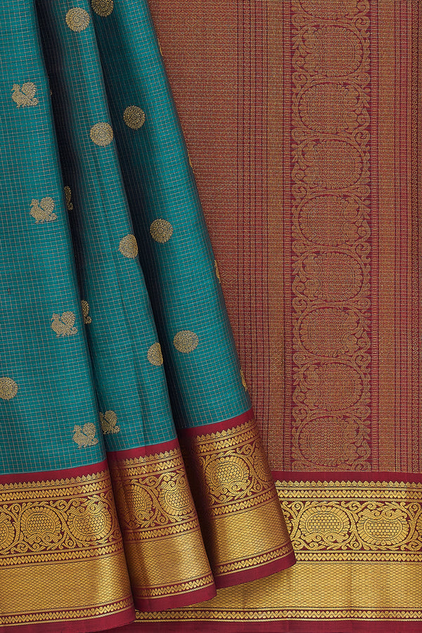 Yaalika - Dark Teal Green Silk Saree : YPP017753