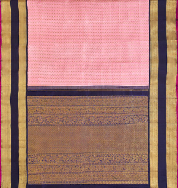 Yaalika - Pastel Pink With Navy Blue Border Silk Saree : YBP011526