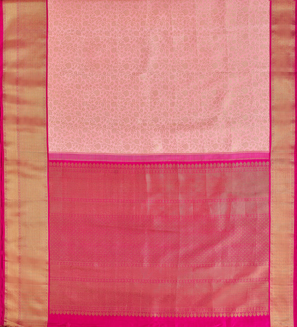 Yaalika - Pastel Pink With Fuchsia Border Silk Saree : YBP012570