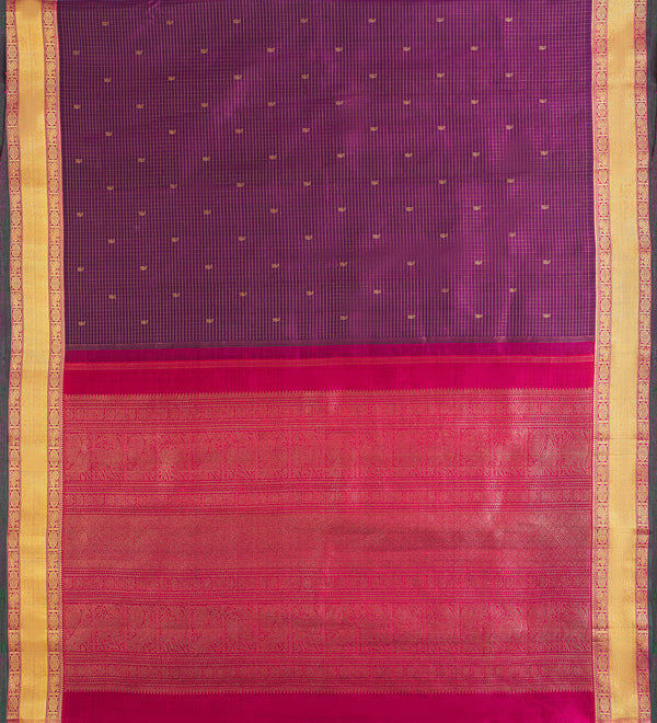 Yaalika - Deep Purple Muthu Kattam Silk Saree : YBP013764