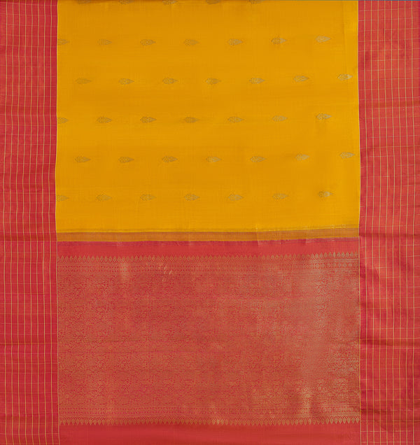 Yaalika - Mustard Yellow And China Rose Border Silk Saree : YBP013947