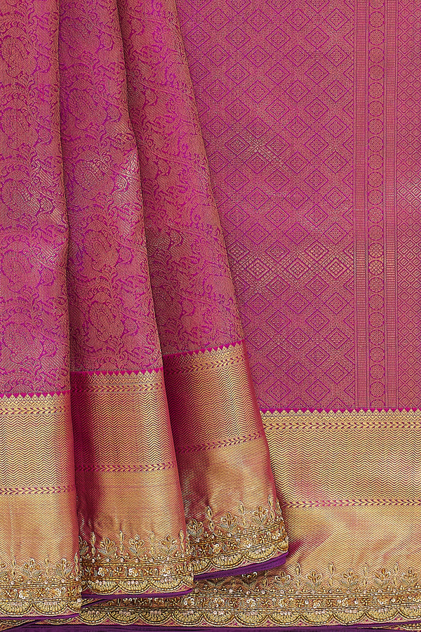 Yaalika - Violet Handwork Silk Saree : YBP017005