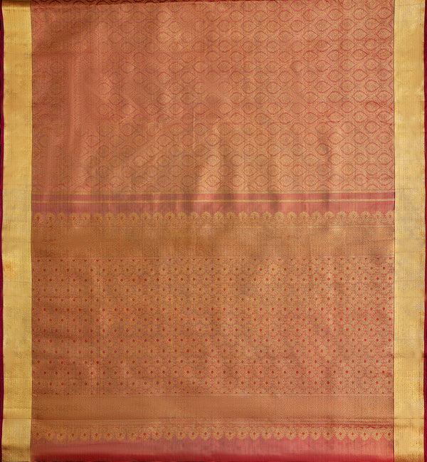 Yaalika - Salmon Pink Silk Saree : YBP018402