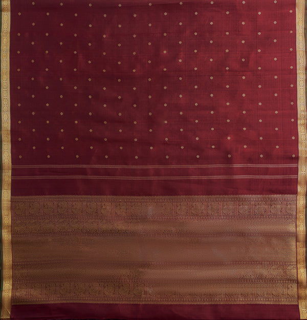 Yaalika - Burnt Maroon Silk Saree : YPP013887