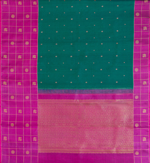 Yaalika - Dark Green Silk Saree : YBP011880