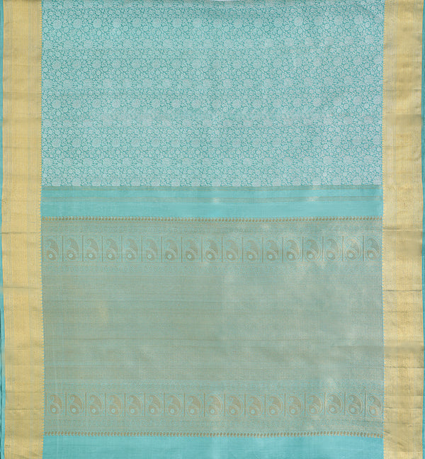 Yaalika - Muted Teal Silk Saree : YBP019578
